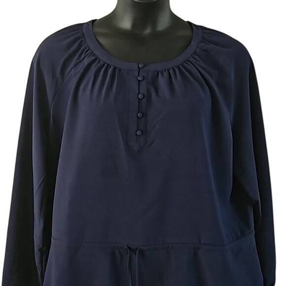 NWOT BEAUTIFUL by Lawrence Zarian Women’s Navy Peasant Blouse 1X - Picture 4 of 8